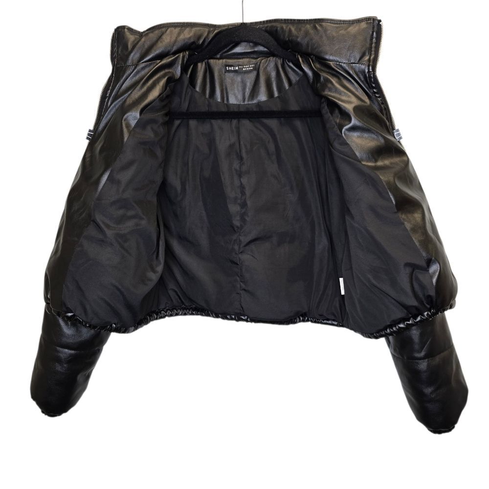SHEIN Women's L Black Zip Puffer Crop Jacket - Picture 10 of 16